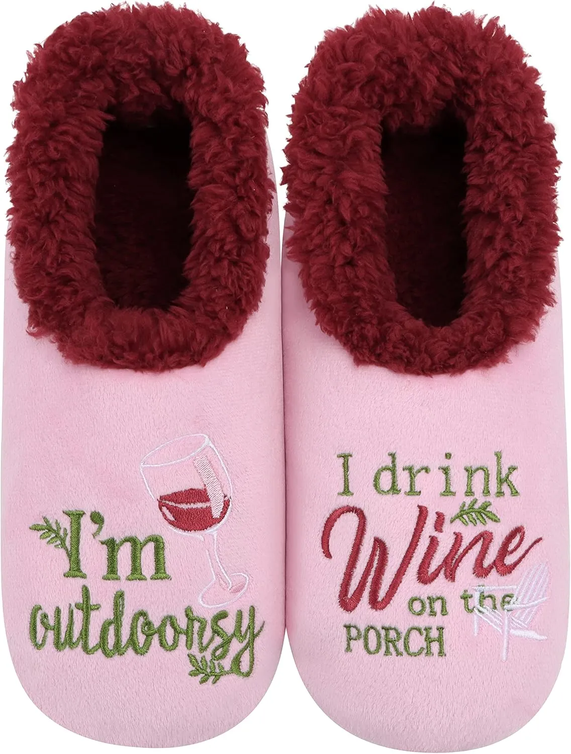 Snoozies Pairables Sherpa-lined Slipper Socks - Fuzzy and Cute Slippers for Women with Non-Slip Sole - Ladies Warm Slippers