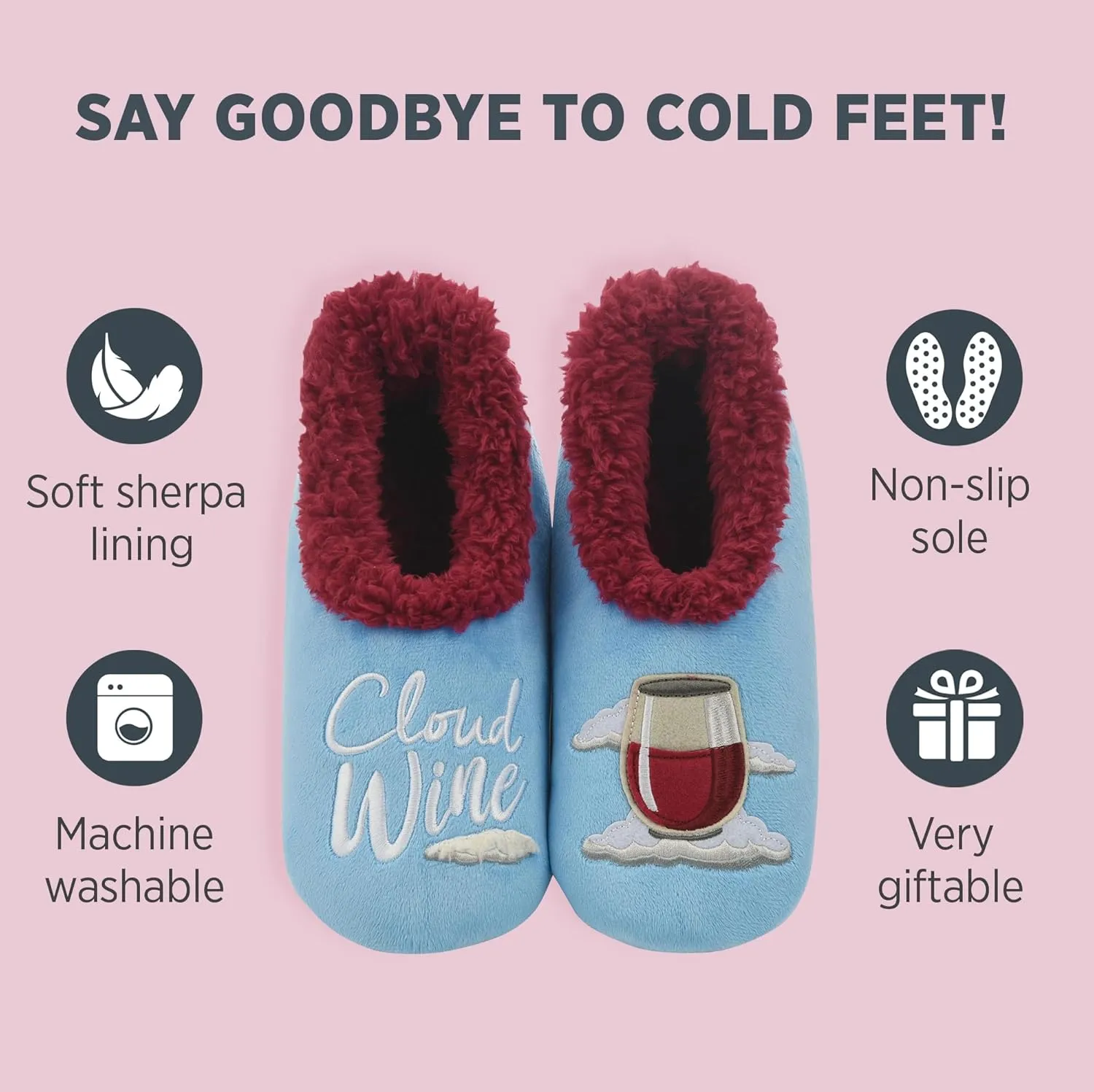 Snoozies Pairables Sherpa-lined Slipper Socks - Fuzzy and Cute Slippers for Women with Non-Slip Sole - Ladies Warm Slippers