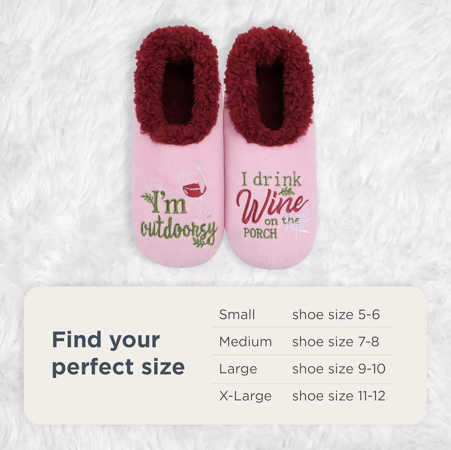 Snoozies Pairables Sherpa-lined Slipper Socks - Fuzzy and Cute Slippers for Women with Non-Slip Sole - Ladies Warm Slippers