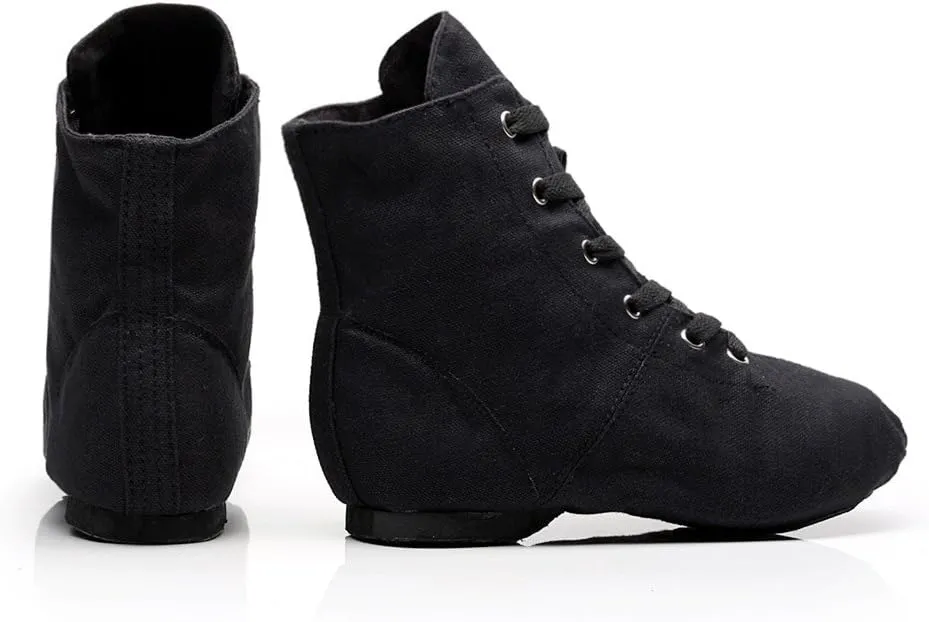 Soho Canvas Lace-up Dance Shoes Flat Practice Black Red Jazz Dancing Boots for Men Women