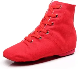 Soho Canvas Lace-up Dance Shoes Flat Practice Black Red Jazz Dancing Boots for Men Women