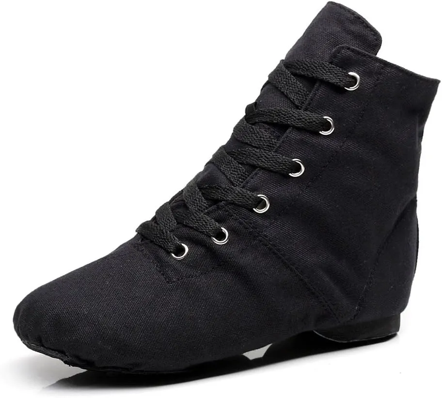 Soho Canvas Lace-up Dance Shoes Flat Practice Black Red Jazz Dancing Boots for Men Women
