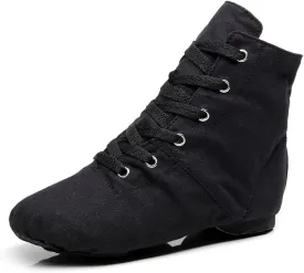 Soho Canvas Lace-up Dance Shoes Flat Practice Black Red Jazz Dancing Boots for Men Women