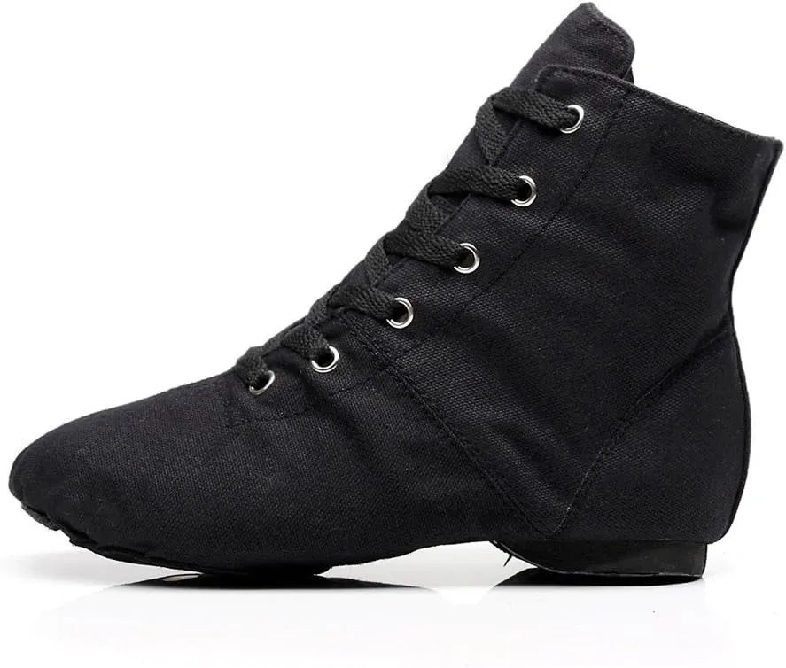 Soho Canvas Lace-up Dance Shoes Flat Practice Black Red Jazz Dancing Boots for Men Women