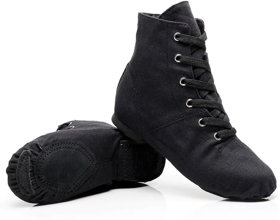 Soho Canvas Lace-up Dance Shoes Flat Practice Black Red Jazz Dancing Boots for Men Women