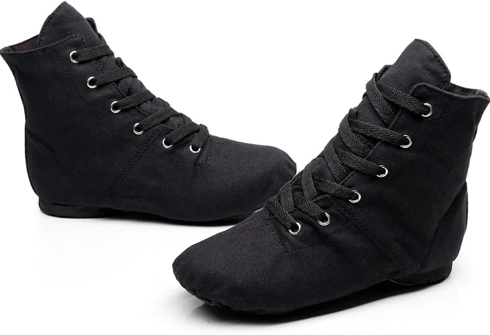 Soho Canvas Lace-up Dance Shoes Flat Practice Black Red Jazz Dancing Boots for Men Women