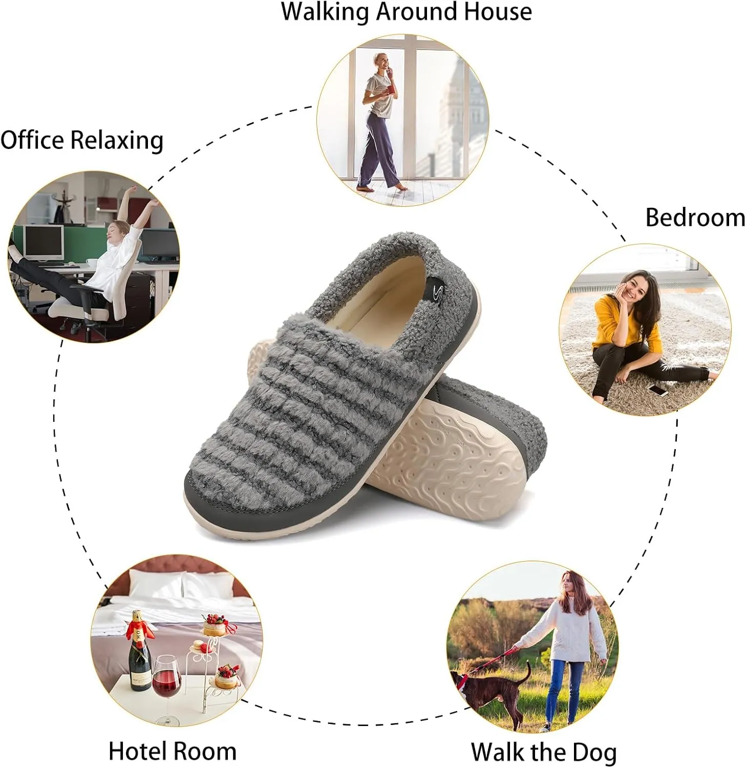 Spesoul Cozy House Slippers for Women Men Fuzzy Indoor House Shoes Warm Home Slipper Socks Outdoor Moccasin Slippers Sneakers Closed Back Lightweight Barefoot for Bedroom Office Travel