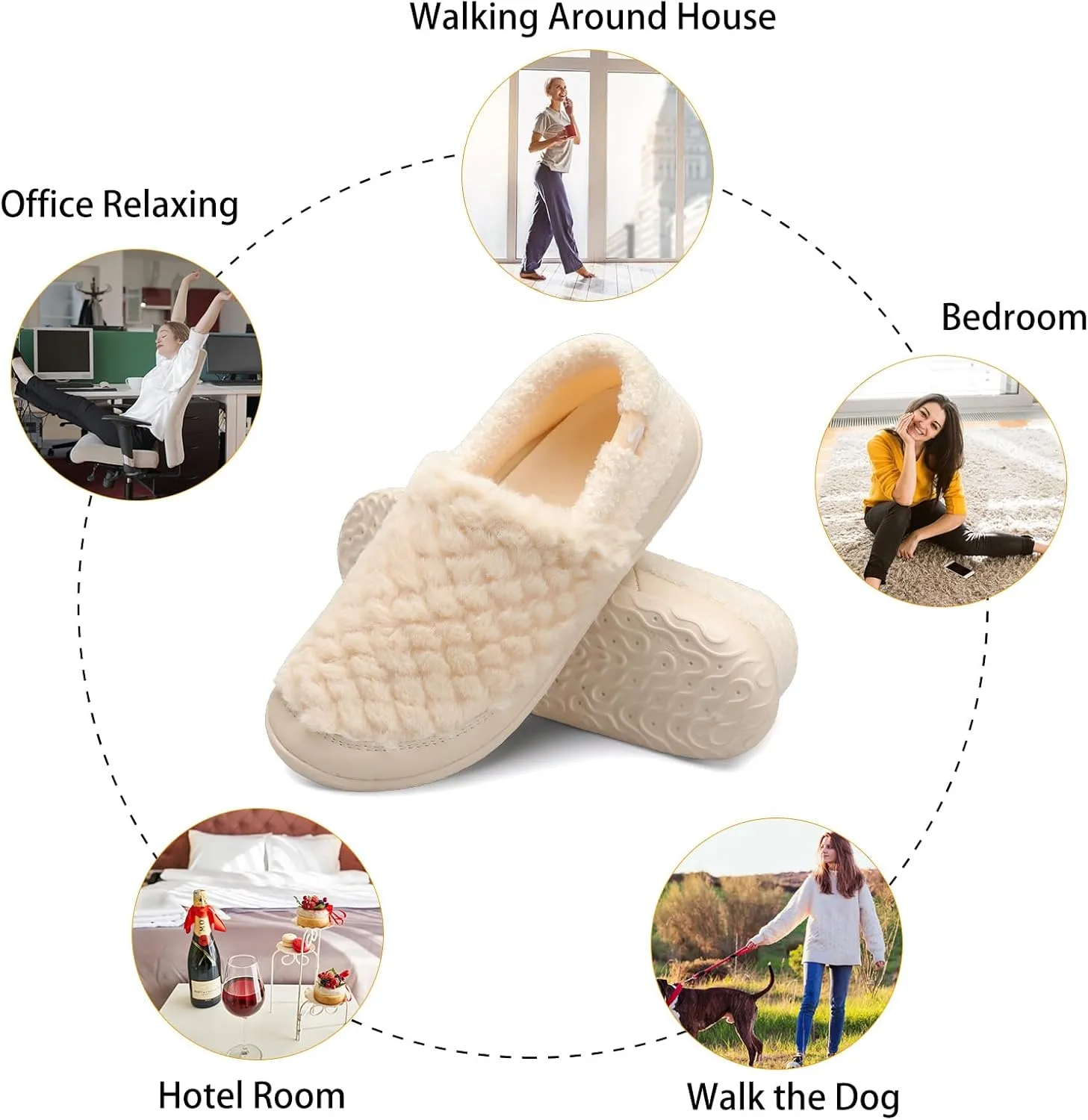 Spesoul Cozy House Slippers for Women Men Fuzzy Indoor House Shoes Warm Home Slipper Socks Outdoor Moccasin Slippers Sneakers Closed Back Lightweight Barefoot for Bedroom Office Travel