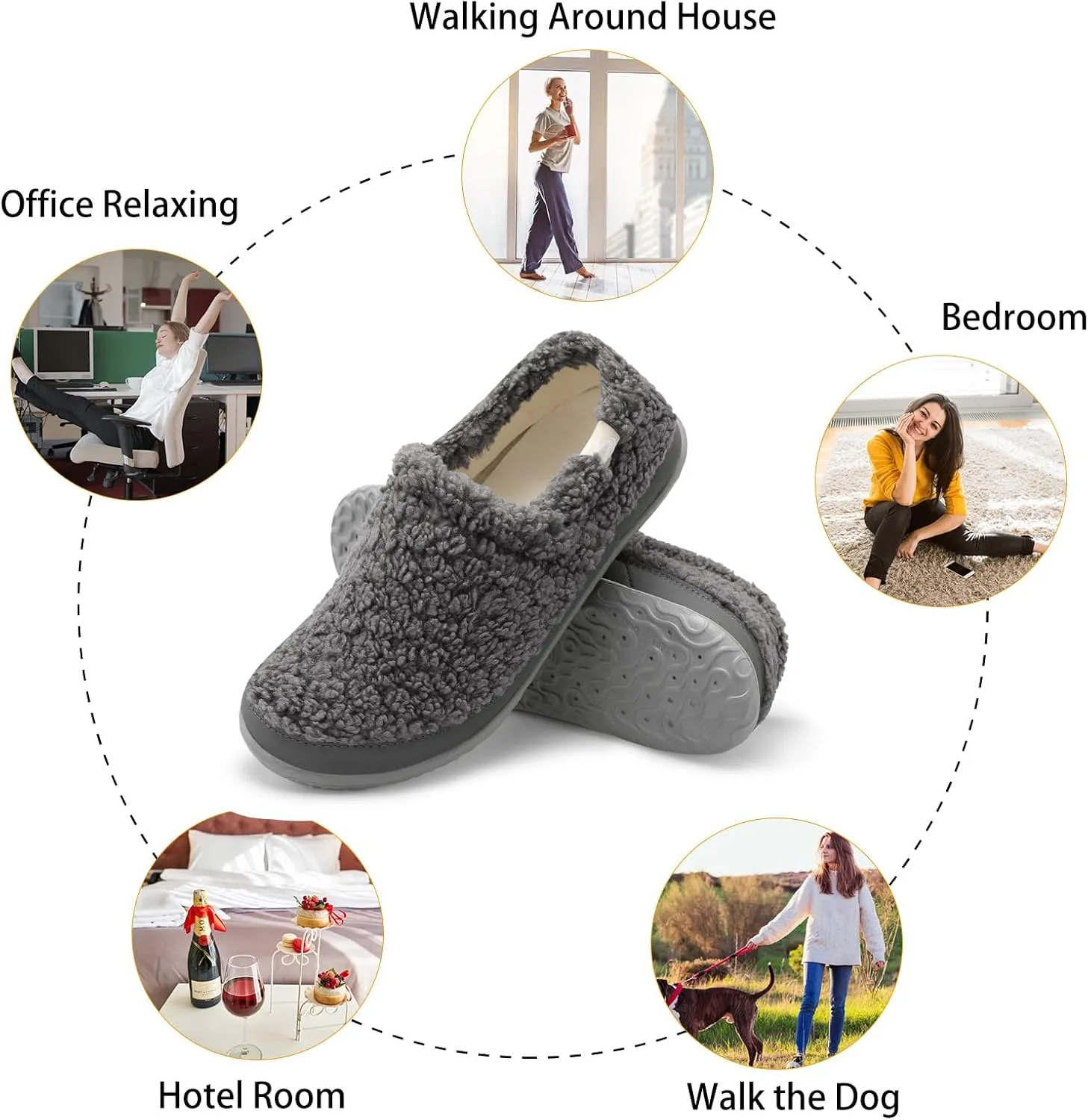Spesoul Cozy House Slippers for Women Men Fuzzy Indoor House Shoes Warm Home Slipper Socks Outdoor Moccasin Slippers Sneakers Closed Back Lightweight Barefoot for Bedroom Office Travel