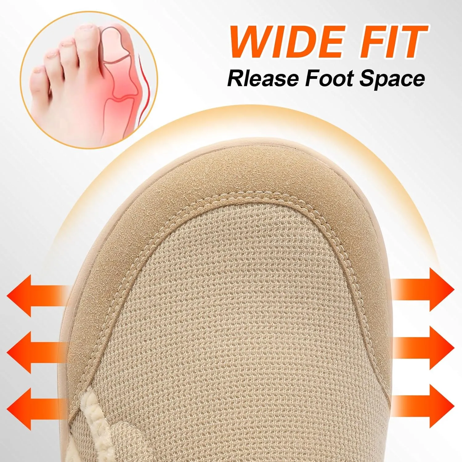 Spesoul Womens Slippers Adjustable Wide Diabetic Shoes Swollen Edema House Slipper Indoor Outdoor Slippers Barefoot House Shoes Cozy Walking Shoe for Bedroom Office Travel
