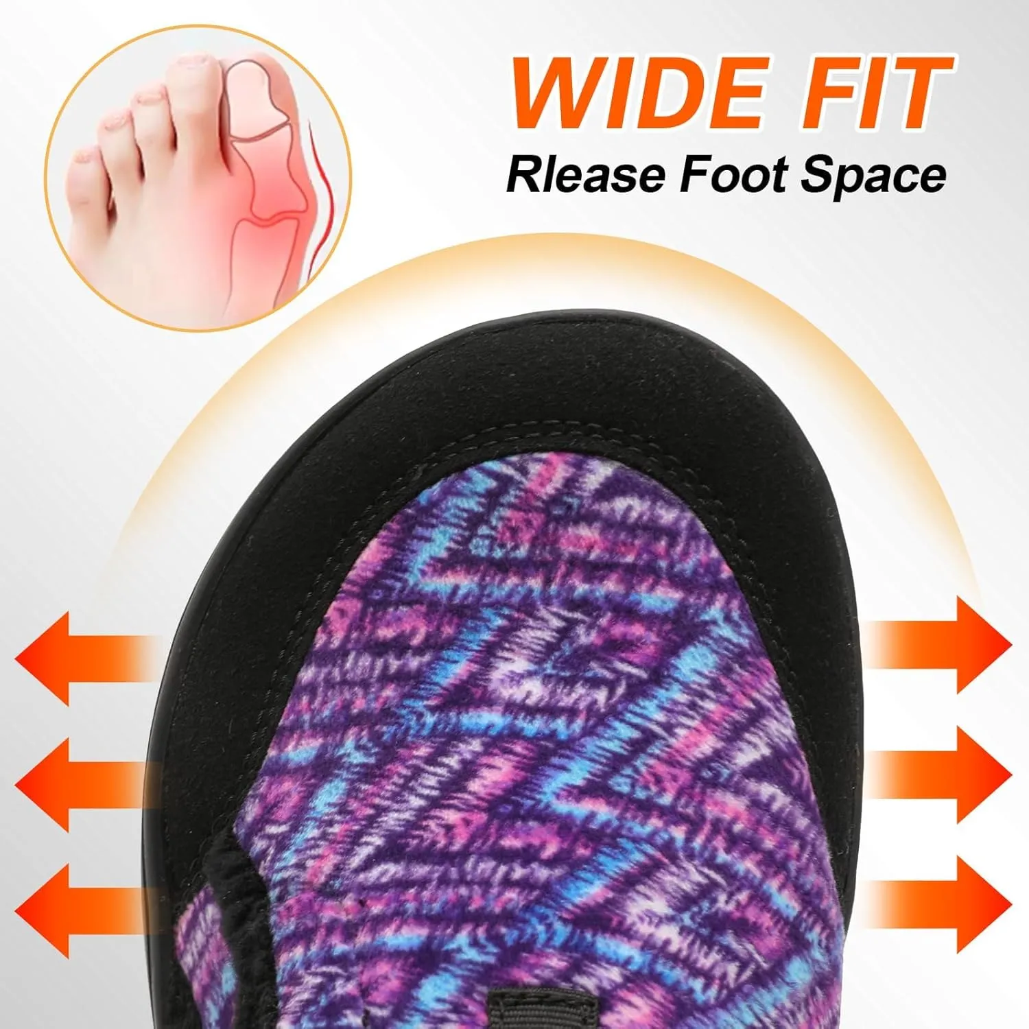 Spesoul Womens Slippers Adjustable Wide Diabetic Shoes Swollen Edema House Slipper Indoor Outdoor Slippers Barefoot House Shoes Cozy Walking Shoe for Bedroom Office Travel
