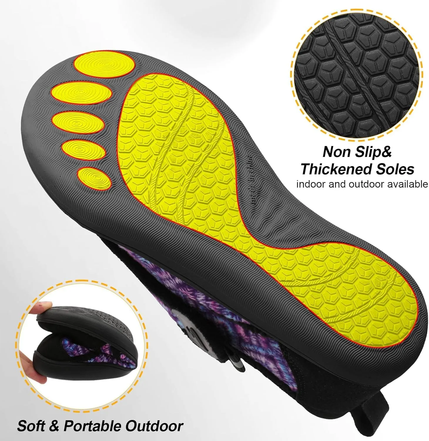 Spesoul Womens Slippers Adjustable Wide Diabetic Shoes Swollen Edema House Slipper Indoor Outdoor Slippers Barefoot House Shoes Cozy Walking Shoe for Bedroom Office Travel