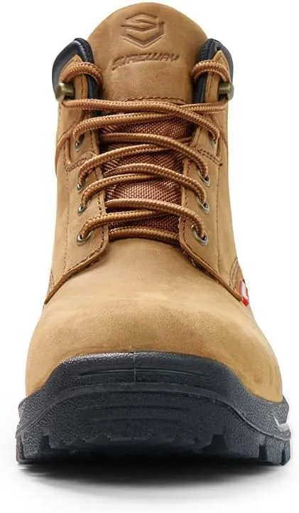 SUREWAY Men Waterproof Steel/Soft Toe Hiking Work Boots - Leather,Lace Up,Round Toe,Slip Resistant,Comfort EH Safety Industrial Construction Boot,Lightweight Utility Outdoor Shoes for Roofing,Hunting