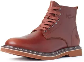 SUREWAY Mens 6" Stylish and Comfort Leather Ankle Lace-up Boots,Men Dress Chukka Boots,6-Inch Service Boot Pro,Casual Soft toe Brown Work Boots
