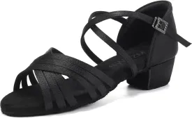 SWDZM Girls Latin Dance Shoes Low Heels Ballroom Salsa Tango Practice Dance Shoes for Girls Kids