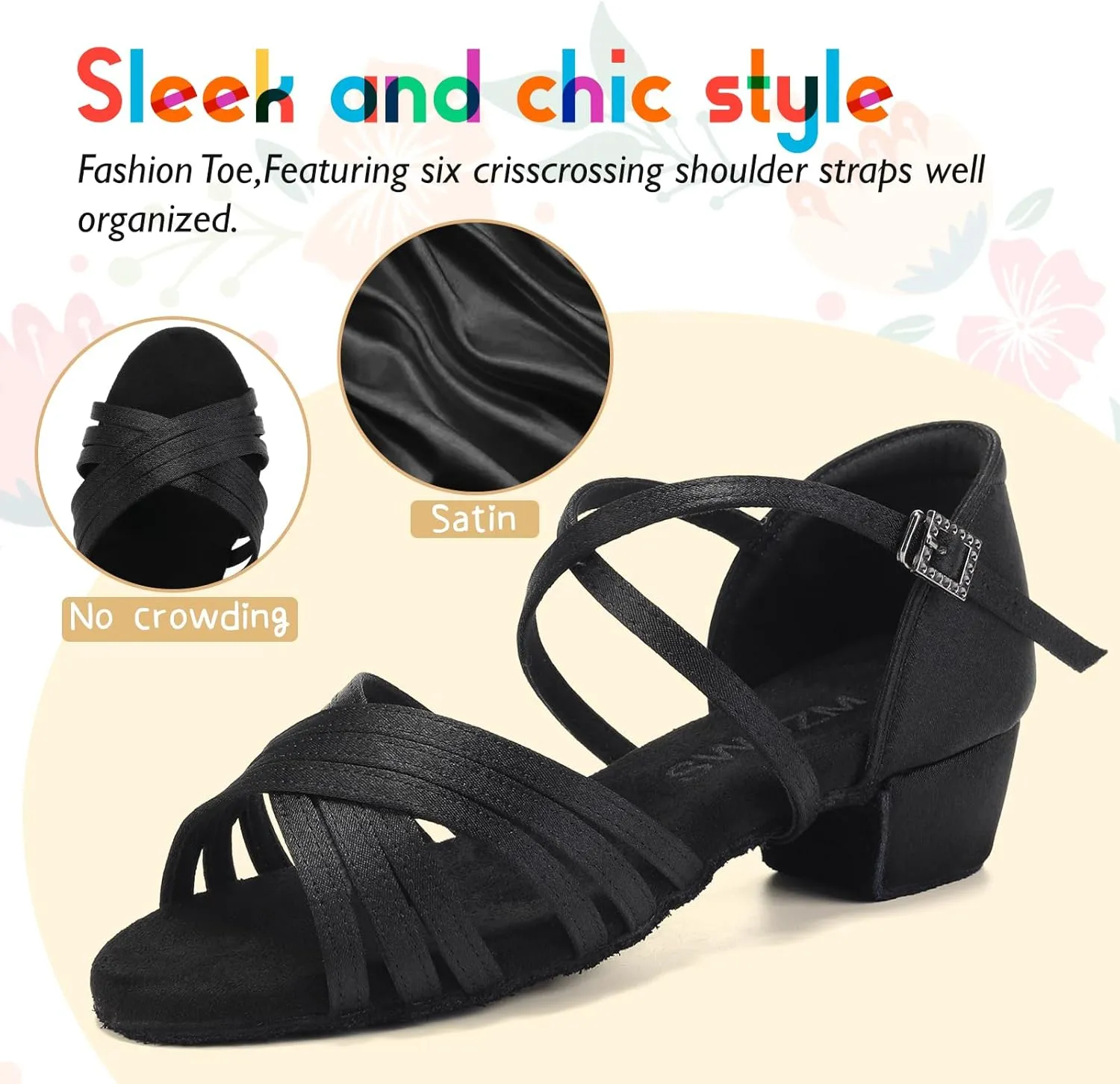 SWDZM Girls Latin Dance Shoes Low Heels Ballroom Salsa Tango Practice Dance Shoes for Girls Kids