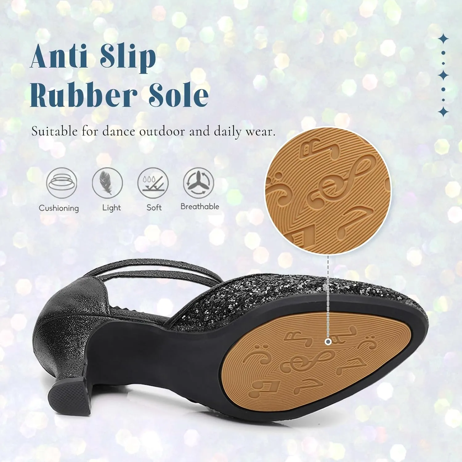 SWDZM Womens Glitter Ballroom Dance Shoes Latin Salsa Tango Dancing Heels Closed Toe Party Performance Wedding Shoes