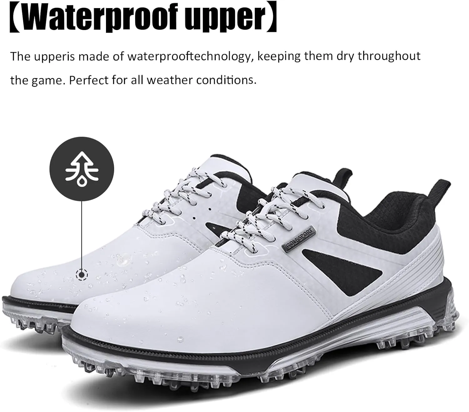 ULTIANT Men's Golf Shoes Fixed Nailless Sole Waterproof Lightweight No-Slip Walking Shoes Size7.5-13