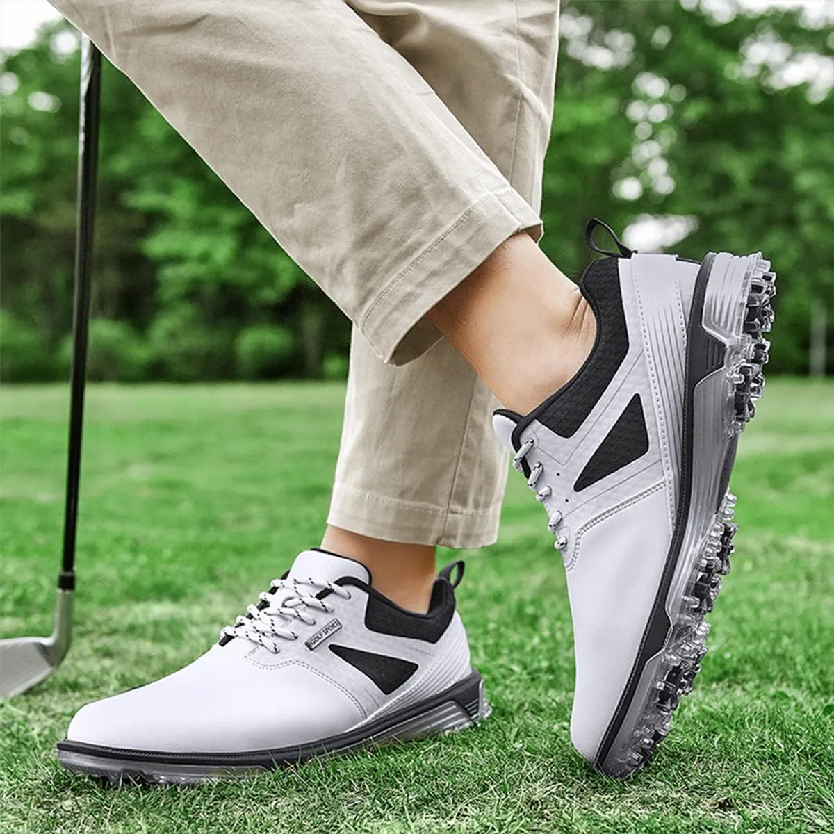 ULTIANT Men's Golf Shoes Fixed Nailless Sole Waterproof Lightweight No-Slip Walking Shoes Size7.5-13