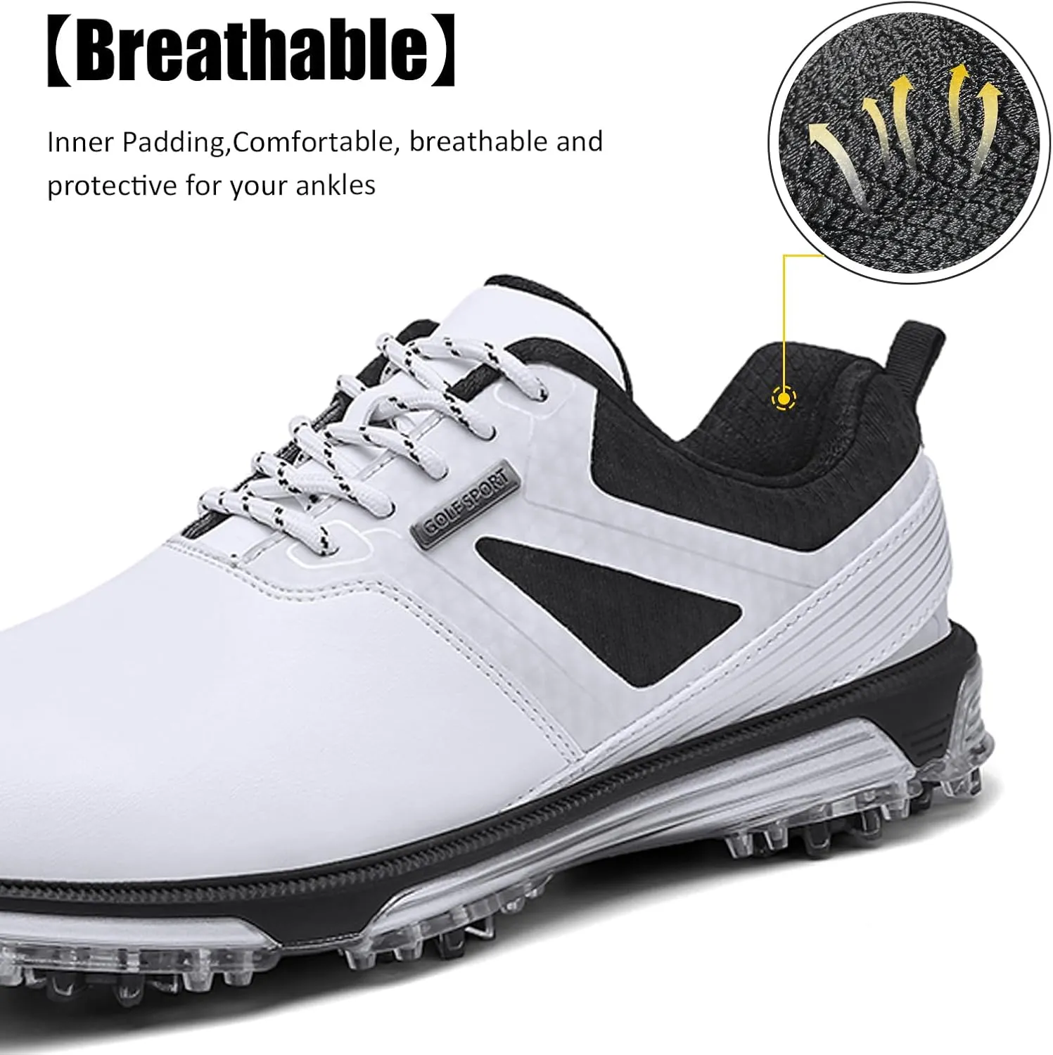 ULTIANT Men's Golf Shoes Fixed Nailless Sole Waterproof Lightweight No-Slip Walking Shoes Size7.5-13