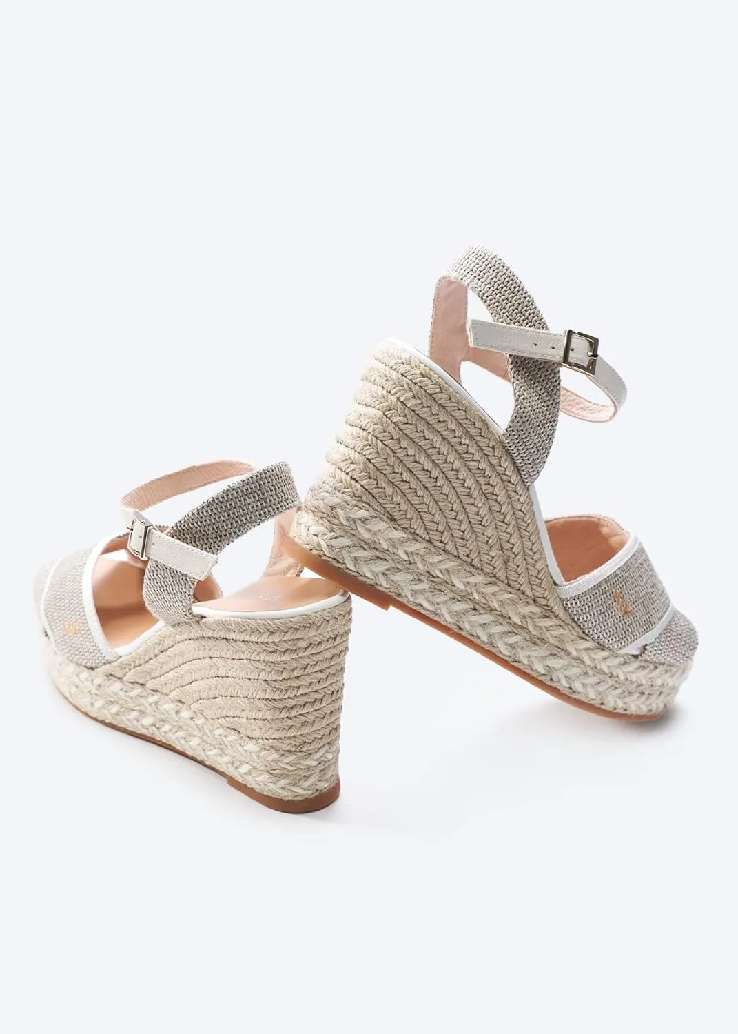 Viscata Empuria Women's Sandals 3  " espadrille wedge heels Spain Handmade. Platform ankle strap shoes made of soft, durable cotton canvas and woven with 100% natural jute and soft inner sole cushion