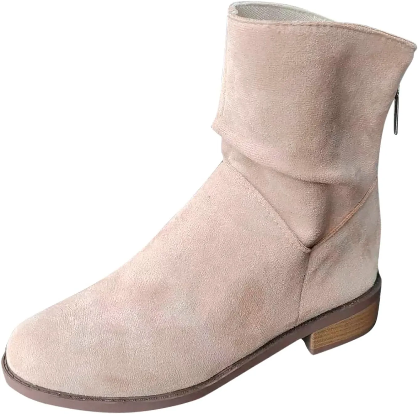 Women Ankle Boots Low Heel Round Toe Fashion Bootie Wide Calf Casual Fall Short Booties Comfort Slouchy Winter Shoes