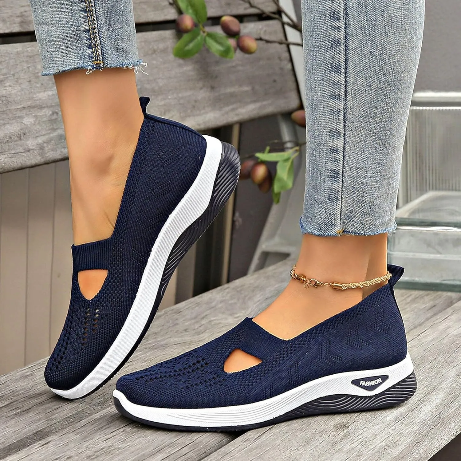 Women Footwear Orthopedic Sneakers Arch Support Walking Shoes Woven Breathable Running Shoes Sole Shoes Cloud Slide