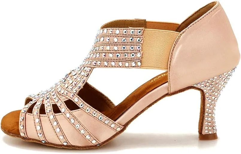 Women Rhinestone Dance Shoes Ballroom Latin Salsa Bachata Performance Dance Dancing Shoes