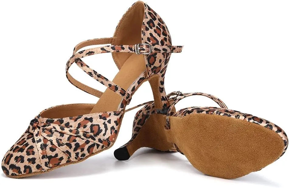 Women's Ballroom Dance Shoes Closed Toe Latin Salsa Ladies Waltz Social Dancing Heels Shoes