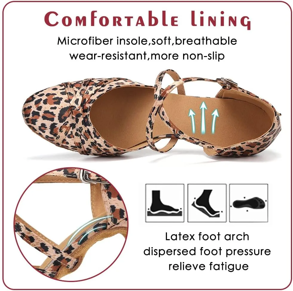 Women's Ballroom Dance Shoes Closed Toe Latin Salsa Ladies Waltz Social Dancing Heels Shoes