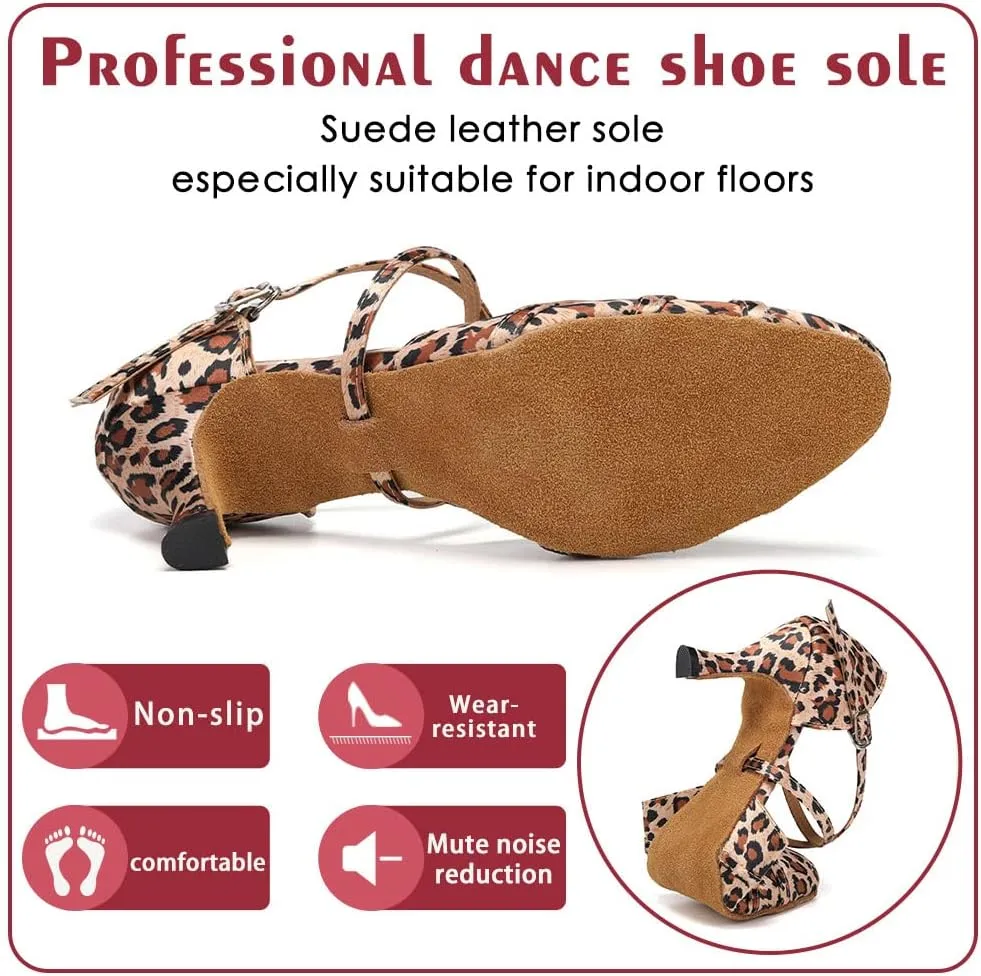 Women's Ballroom Dance Shoes Closed Toe Latin Salsa Ladies Waltz Social Dancing Heels Shoes