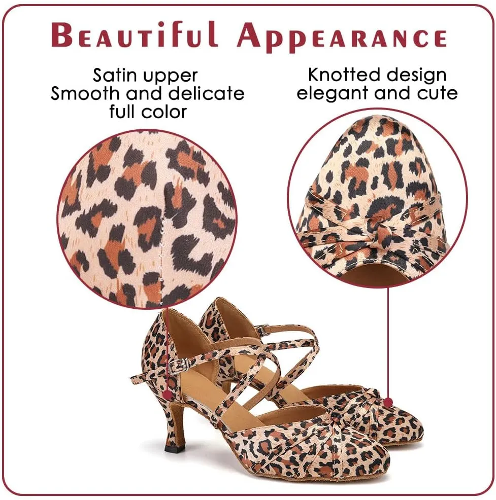 Women's Ballroom Dance Shoes Closed Toe Latin Salsa Ladies Waltz Social Dancing Heels Shoes