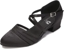Womens Ballroom Dance Shoes for Social Beginner Salsa Latin Closed Toe Dancing Shoes 1 1/2 inches Heels S13