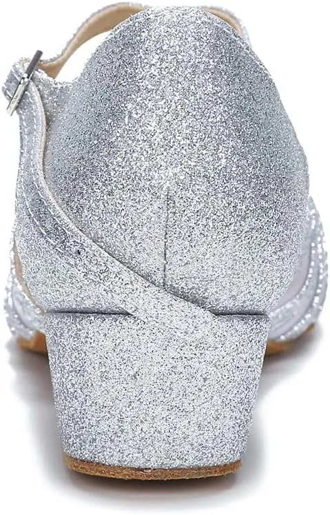 Womens Ballroom Dance Shoes for Social Beginner Salsa Latin Closed Toe Dancing Shoes 1 1/2 inches Heels S13