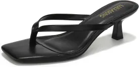 Women's Kitten Heels Sandals Square Open Toe Flip Flop Heels 1.8-2 Inch Heeled Sandals for Women