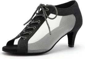 Women's Latin Dance Shoes 2.3" Glitter Ballroom Shoes Professional Dance Shoes Lace-up Dancing Heels for Salsa Tango Flamenco Latin Jazz