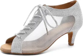 Women's Latin Dance Shoes 2.3" Glitter Ballroom Shoes Professional Dance Shoes Lace-up Dancing Heels for Salsa Tango Flamenco Latin Jazz