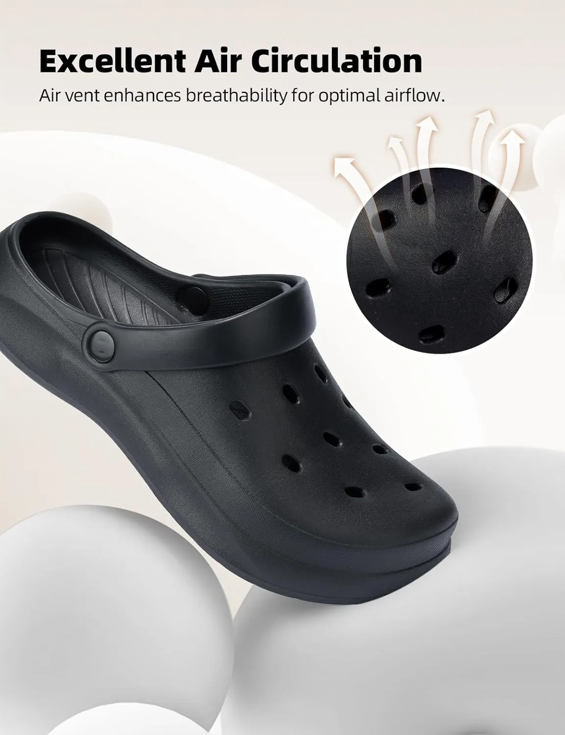 Womens Mens Garden Clogs with Arch Support Slip-On Work Shoes, Quick-Dry Water Sandals, Casual Comfortable Slippers