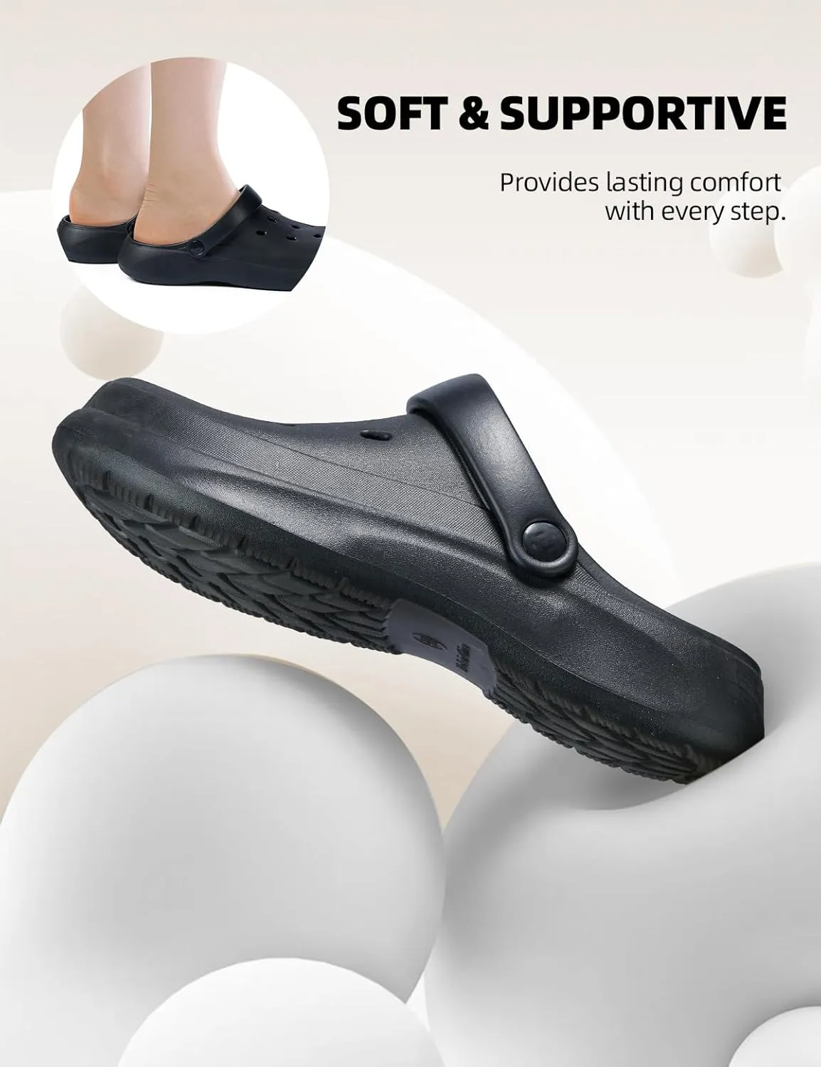 Womens Mens Garden Clogs with Arch Support Slip-On Work Shoes, Quick-Dry Water Sandals, Casual Comfortable Slippers