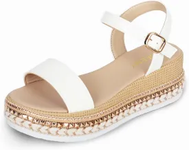 Women's Platform Sandals Buckle Ankle Strap Espadrille Open Toe Boho Wedge Sandals Size 6-11