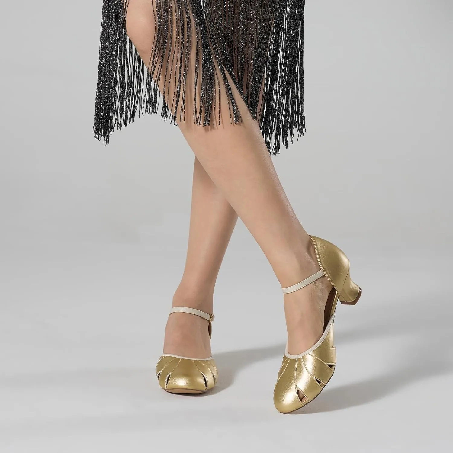 YESSA 1920s Shoes for Women Character Shoes Ankle Strap Dance Shoes for Ballroom Salsa Folklorico Tango Swing 2" Dancing Heels