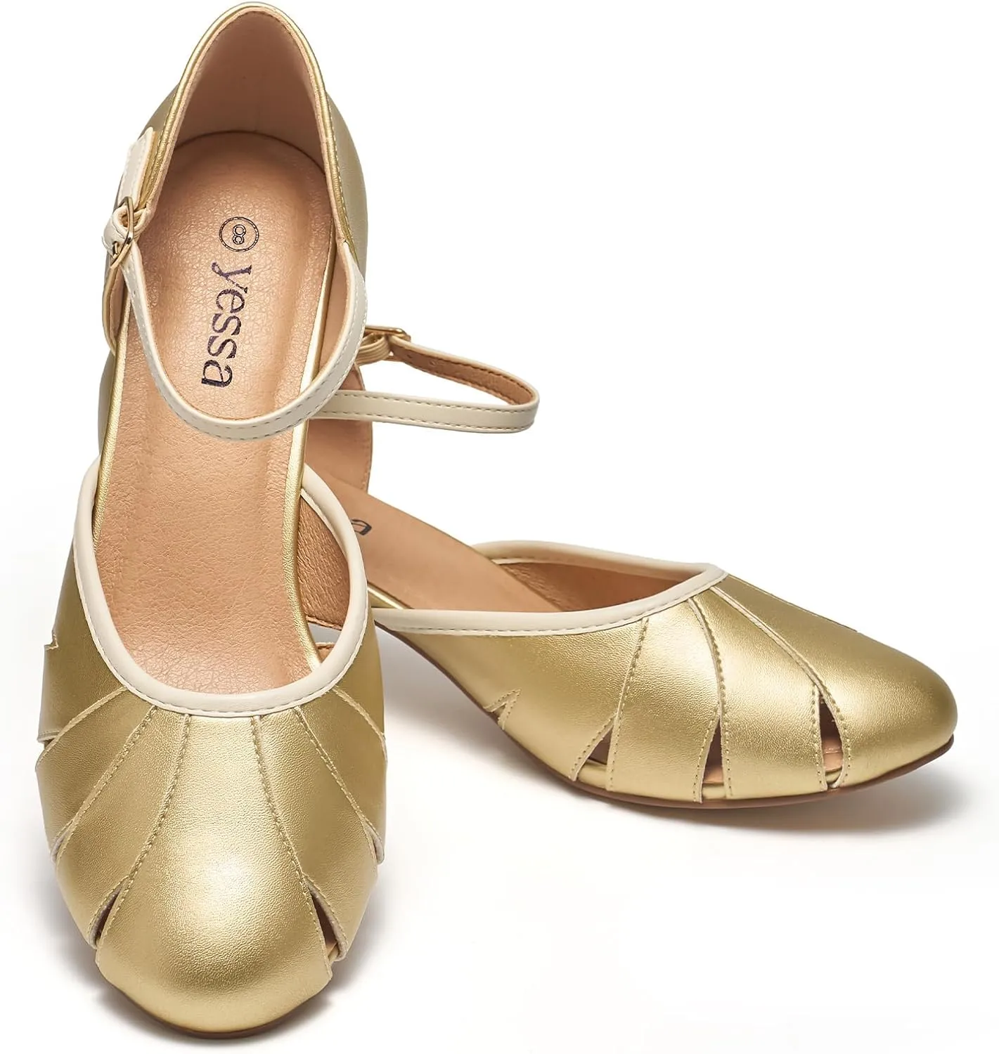YESSA 1920s Shoes for Women Character Shoes Ankle Strap Dance Shoes for Ballroom Salsa Folklorico Tango Swing 2" Dancing Heels