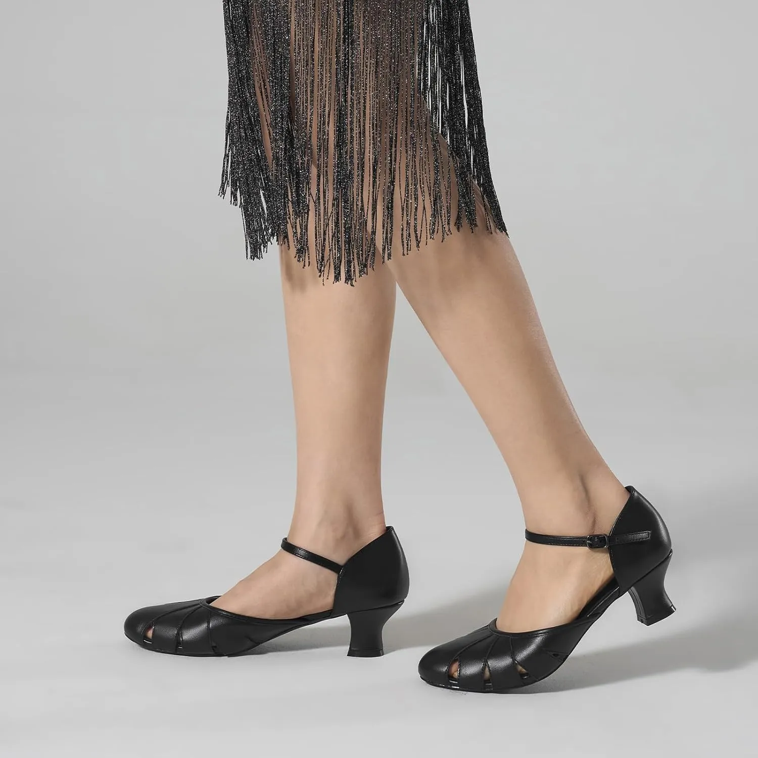 YESSA 1920s Shoes for Women Character Shoes Ankle Strap Dance Shoes for Ballroom Salsa Folklorico Tango Swing 2" Dancing Heels