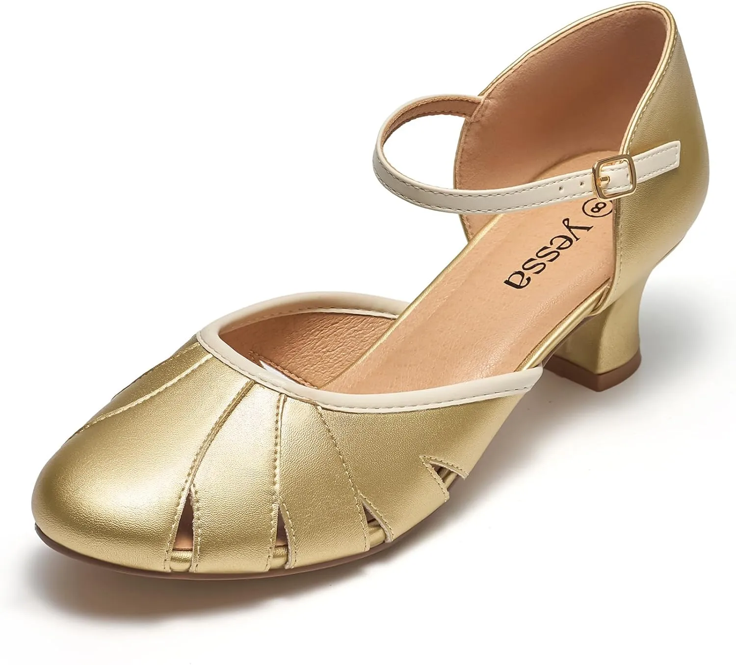 YESSA 1920s Shoes for Women Character Shoes Ankle Strap Dance Shoes for Ballroom Salsa Folklorico Tango Swing 2" Dancing Heels